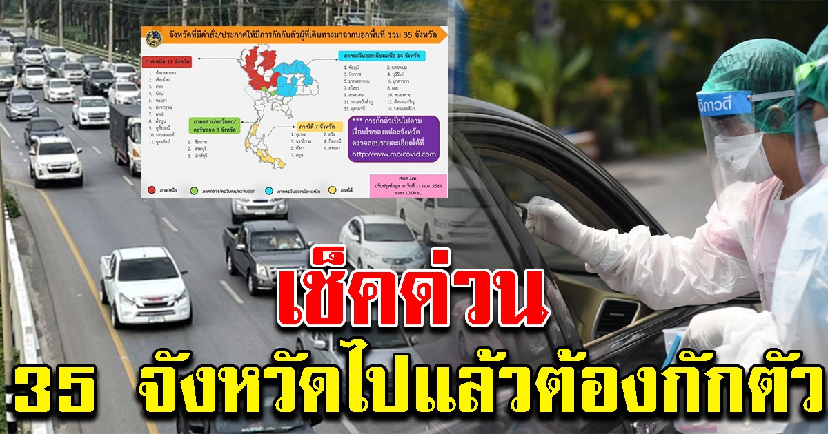 35 จังหวัด  เดินทางไปแล้วต้อง กักตัว