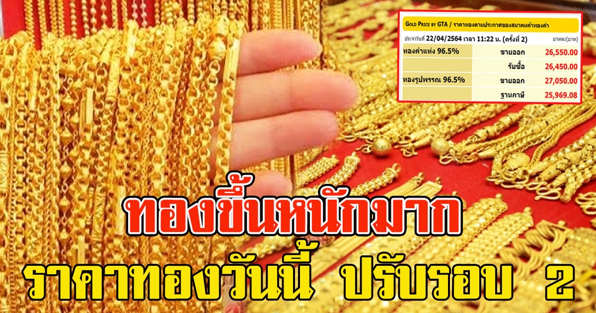 เช็กด่วน ราคาทองวันนี้ 22 เม.ย.64 ปรับรอบ 2 ทองขึ้นหนักมาก