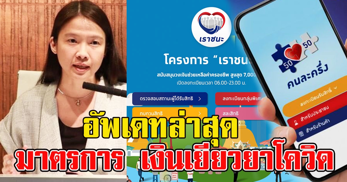 อัพเดทล่าสุด มาตรการ เงินเยียวยาแจกเงิน เราชนะ และ คนละครึ่ง