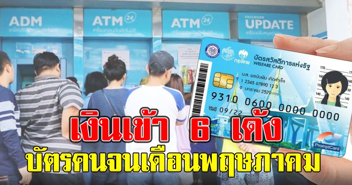 เช็กเงินโอนเข้า 6 รายการ ในบัตรสวัสดิการแห่งรัฐ เดือนพฤษภาคม 64