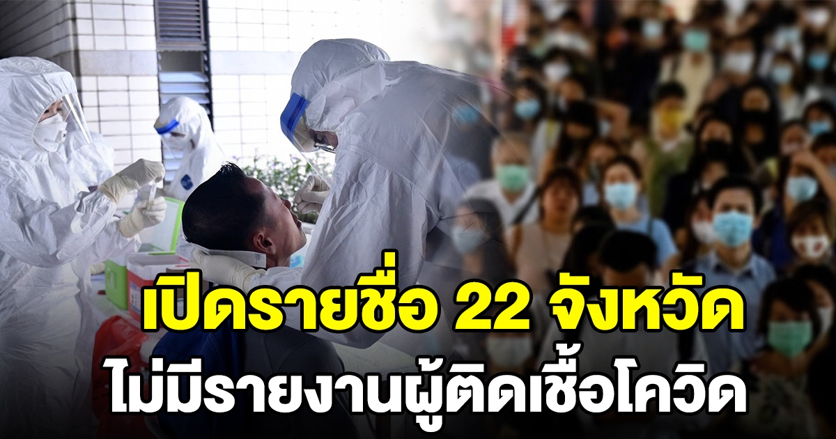 รายชื่อ 22 จังหวัด ไม่มีรายงานผู้ติดโควิด