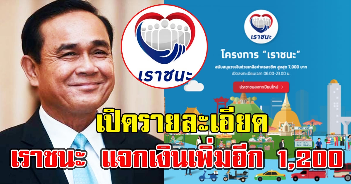 เปิดรายละเอียด เราชนะ แจกเงินเพิ่มอีก 1,200 แบ่ง 6 เดือน