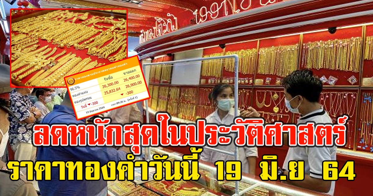 ลดเยอะจนใจหาย ราคาทองคำวันนี้ 19 มิ.ย 64