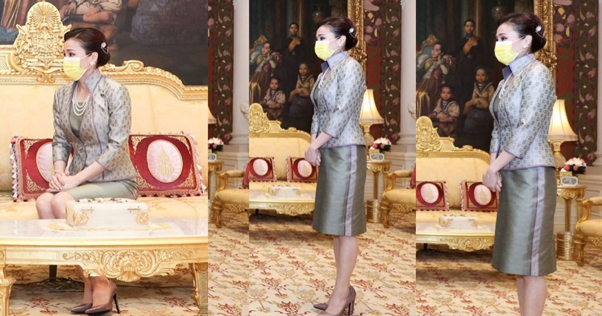 เปิดที่มาฉลองพระองค์ พระราชินี ผ้าไหมแพรวา (ลายล่วง) ลายหางปลาวา