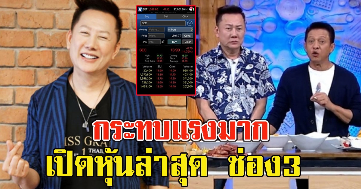 เปิดหุ้นล่าสุด ช่อง3 หลัง ณวัฒน์ ประกาศยุติบทบาทพิธีกร