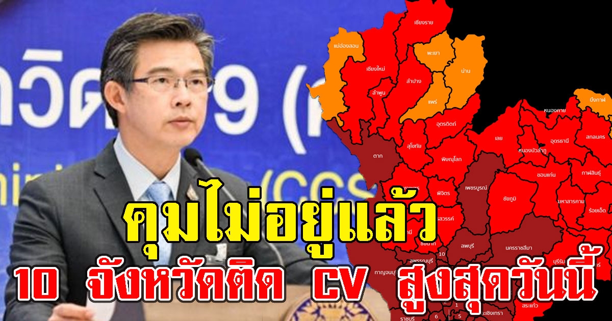คุมไม่อยู่แล้ว 10 จังหวัดติด CV สูงสุดวันนี้