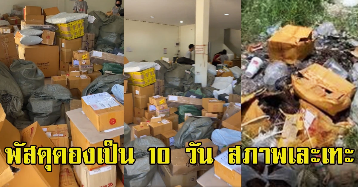 หนุ่มบุกโกดังขนส่งดัง เจอพัสดุกองดองเป็น 10 วัน สภาพเละเทะ