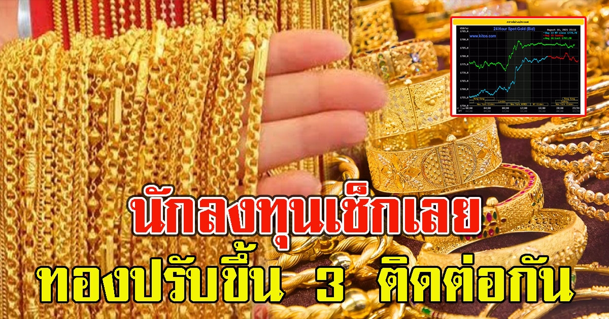 นักลงทุนเช็กเลย ราคาทองล่าสุด ปรับขึ้นเป็นวันที่ 3 ติดต่อกัน