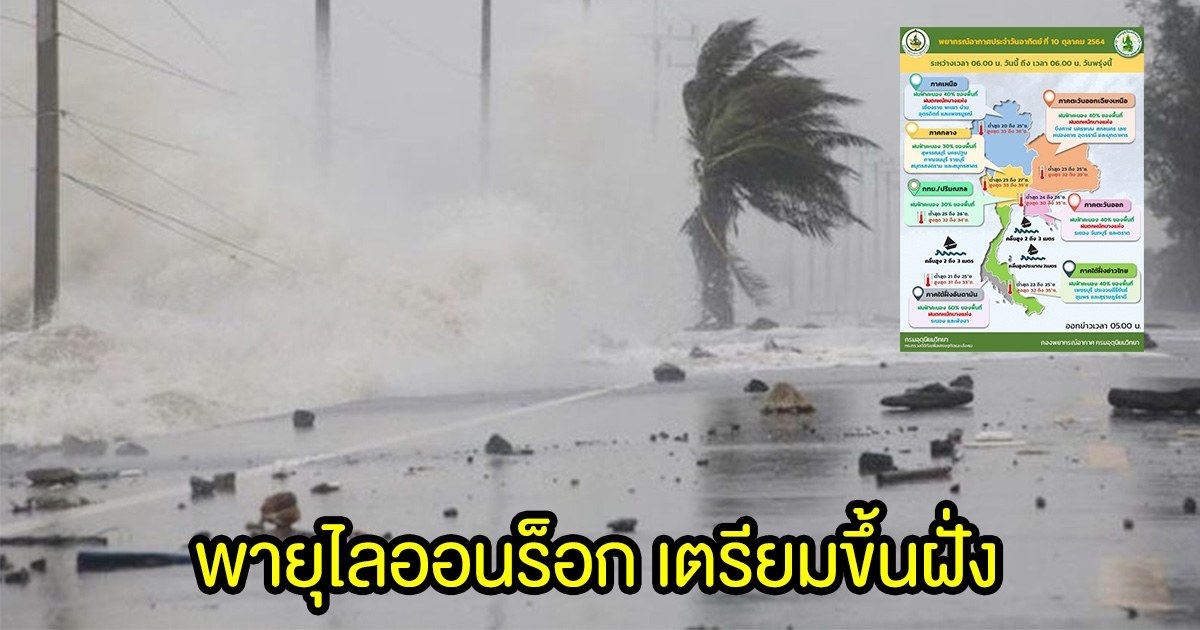 กรมอุตุฯ เตือน พายุไลออนร็อก เตรียมขึ้นฝั่ง