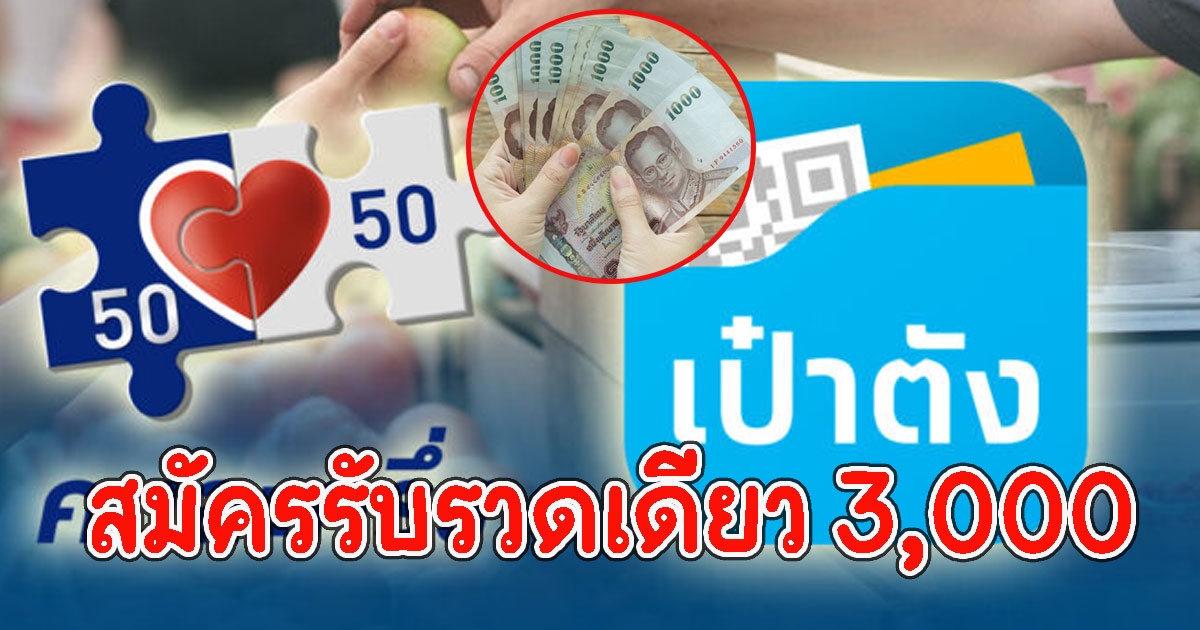 รีบๆเลย คนละครึ่ง เหลือ3เเสนสิทธิ สมัครรับรวดเดียว 3,000