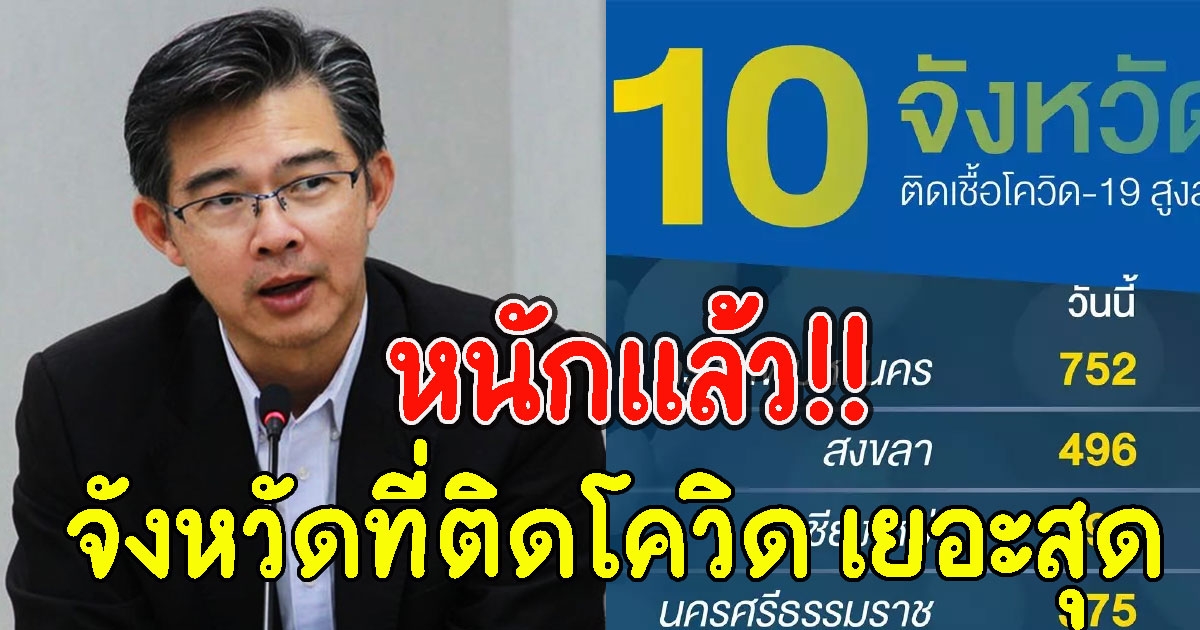 10 อันดับจังหวัด ที่มีจำนวนผู้ติด CV เยอะที่สุดวันนี้