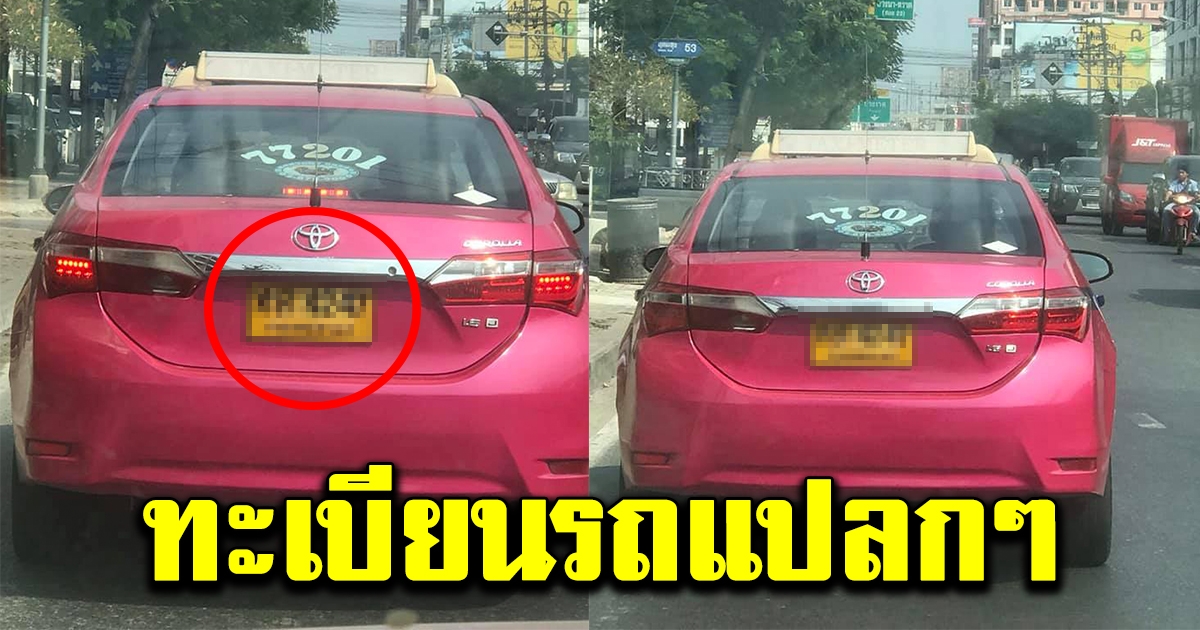 หนุ่มขับรถตามหลังแท็กซี่สีชมพู