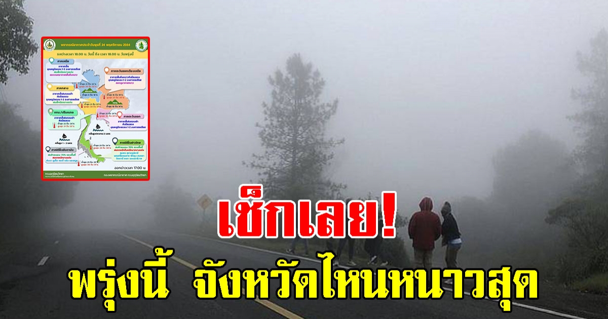 กรมอุตุฯเผย พรุ่งนี้จังหวัดหนาวสุด