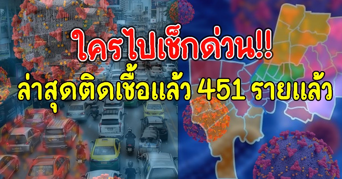 ใครไปเช็กด่วน เขตติดCVสูงสุด ล่าสุดติด451 รายแล้ว
