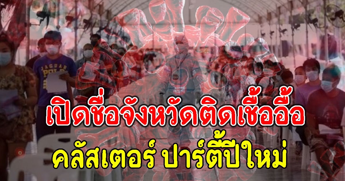 ด่วน พบคลัสเตอร์ ปาร์ตี้ปีใหม่ เปิดชื่อจังหวัดสีแดงติดอื้อ