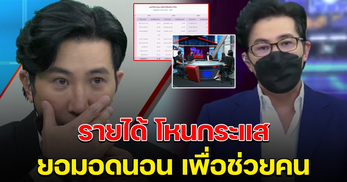 เผยรายได้โหนกระแส ที่ หนุ่ม กรรชัย ยอมอดนอน เพื่อช่วยคน