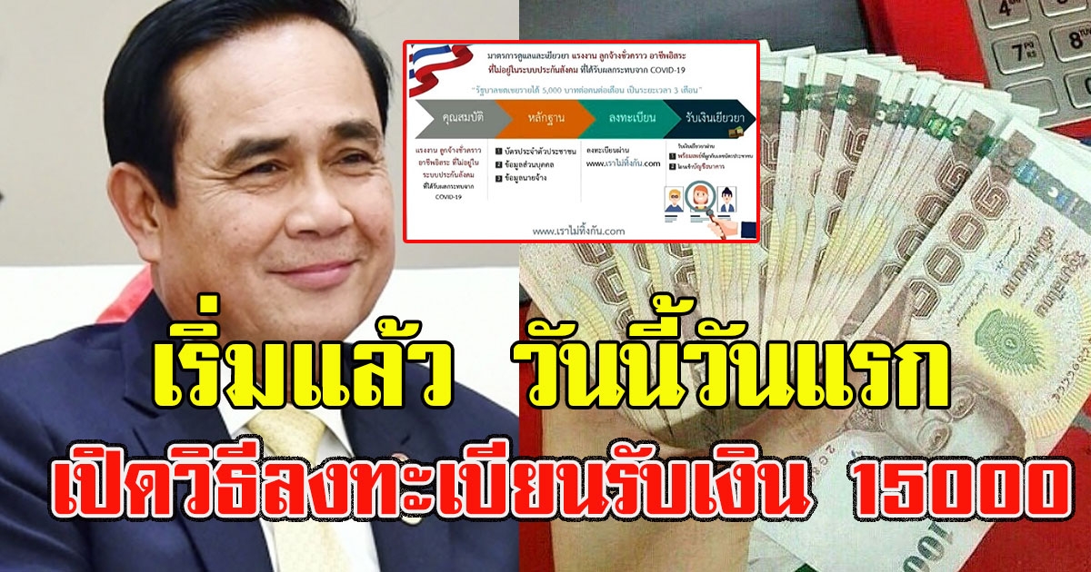 เริ่มแล้ววันนี้วันแรก เปิดวิธีลงทะเบียนรับเงิน 15000 ง่ายมาก