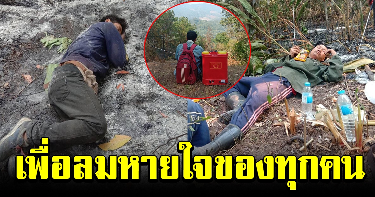 ฮีโร่ดับไฟป่า เสียสละนอนกลางดิน กินกลางทราย เพื่อลมหายใจของทุกคน