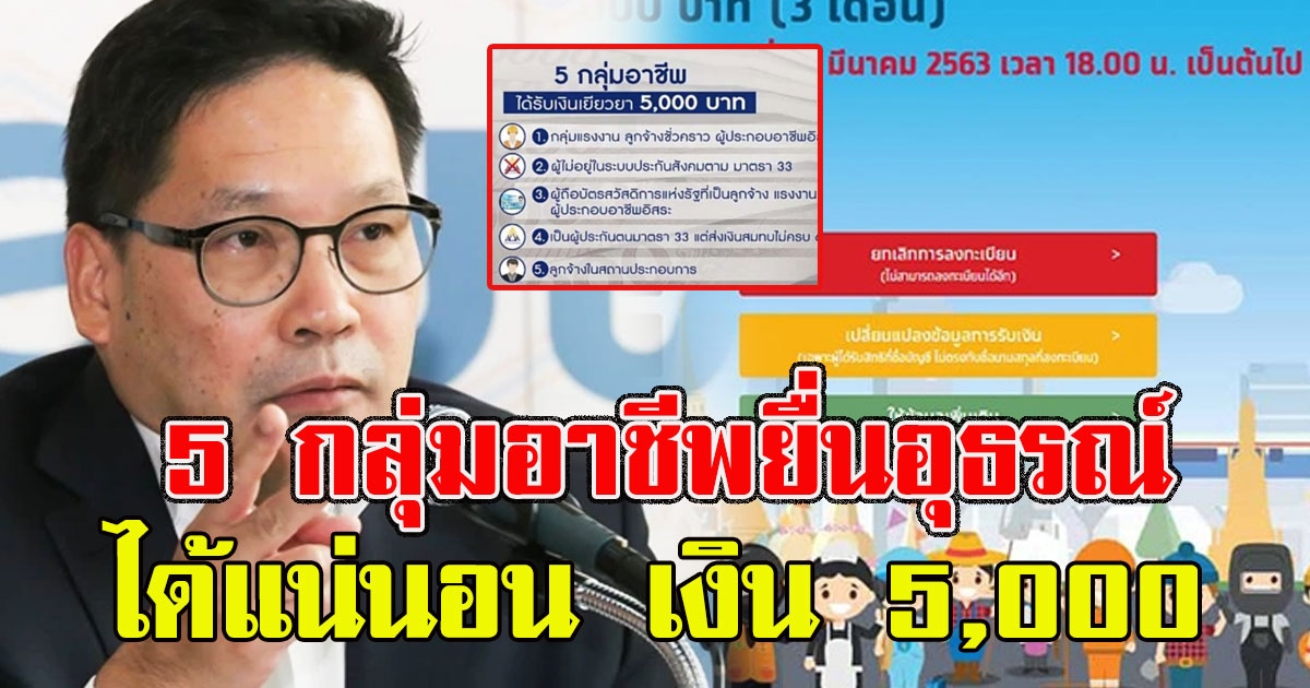 คลังเผย 5 กลุ่มอาชีพ มีสิทธิ์ยื่นอุธรณ์ รับเงิน 5000 รอบต่อไป