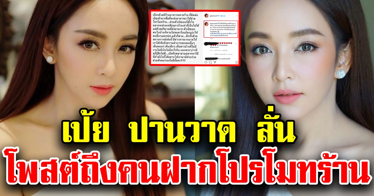 เป้ย ปานวาด ลั่น โพสต์ถึงคนที่ฝากโปรโมทร้านอาหาร