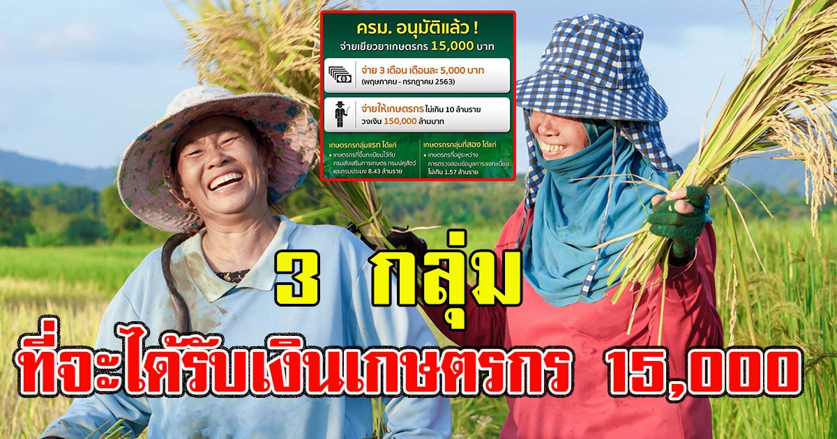 3 กลุ่ม ที่จะได้รับเงินช่วยเกษตรกร 15000