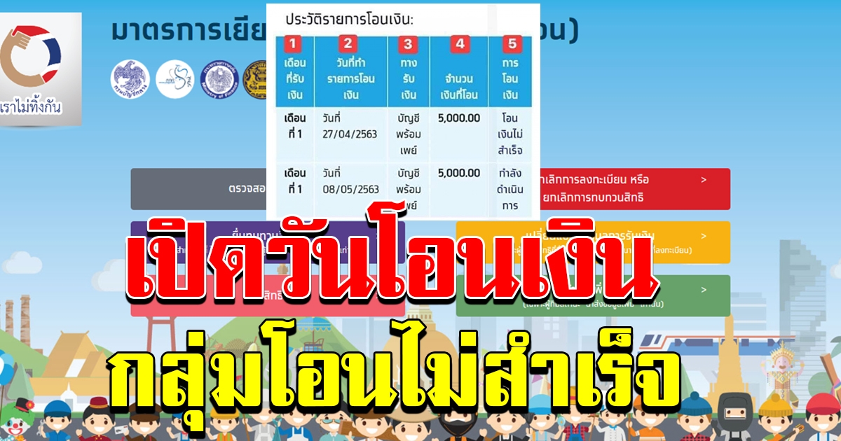 ชัดแล้ววันโอนเงินซ้ำ กลุ่มโอนไม่สำเร็จ