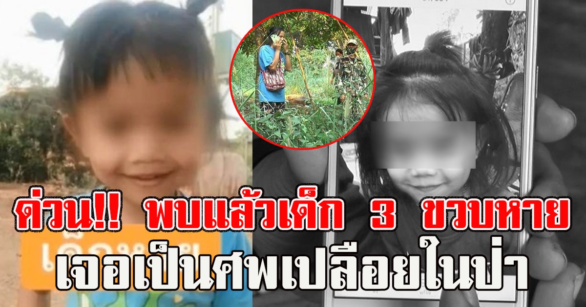 ไม่มีปาฏิหาริย์ เจอตัวแล้ว น้องชมพู่ ด.ญ.3 ขวบหายตัวปริศนา