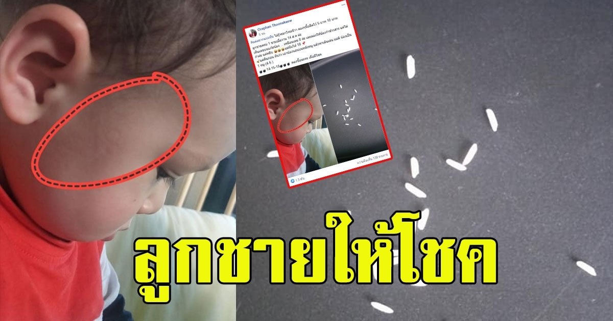 แม่โพสต์บุตรชาย กำข้าวสาร ให้ เลขชัดแจ๋ว