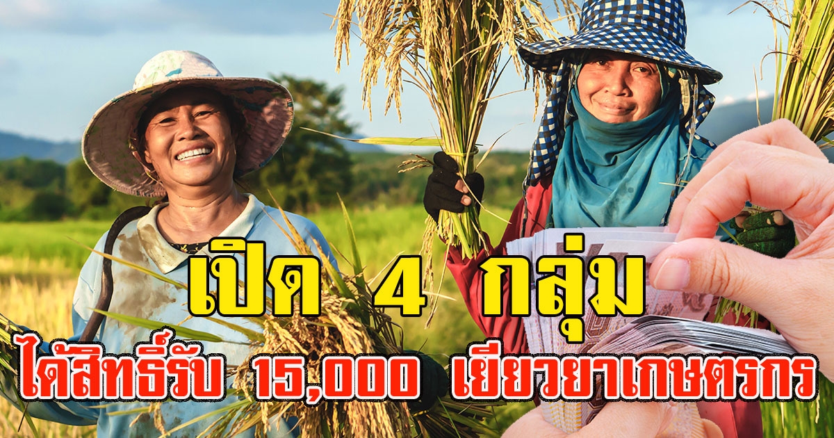 เช็กเลย 4 กลุ่ม คนได้สิทธิ์รับ 15000 เยียวยาเกษตรกร