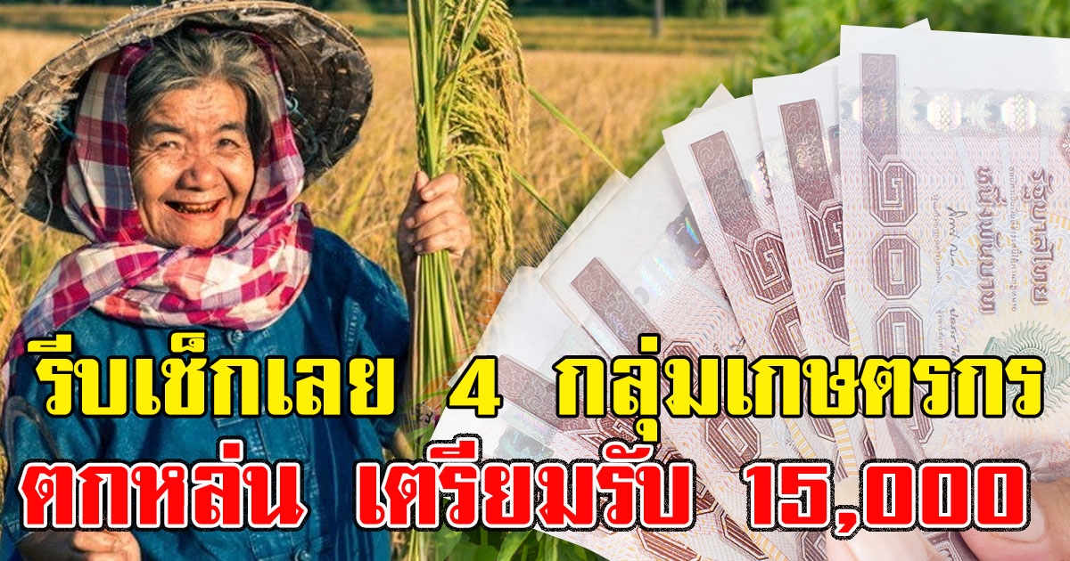 รีบเช็กเลย 4 กลุ่มเกษตรกรตกหล่น เตรียมรับ 15000