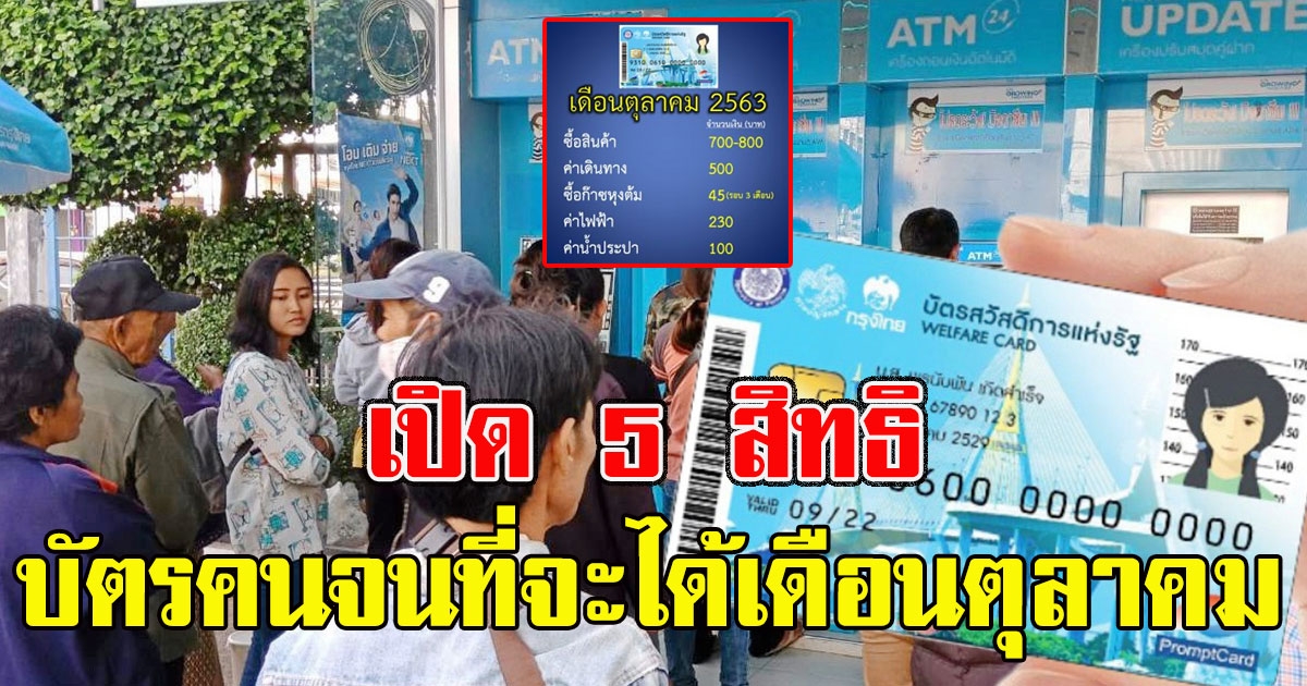 เปิด 5 สิทธิ บัตรสวัสดิการแห่งรัฐ ที่จะได้เดือนตุลาคม 2563
