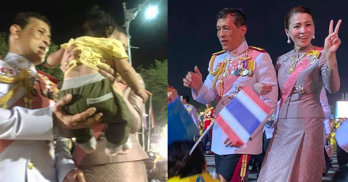 ปลื้มปีติ ในหลวง พระราชินี  ทรงโบกพระหัตถ์ แย้มพระสรวลทักทายพสกนิกรอย่างใกล้ชิด