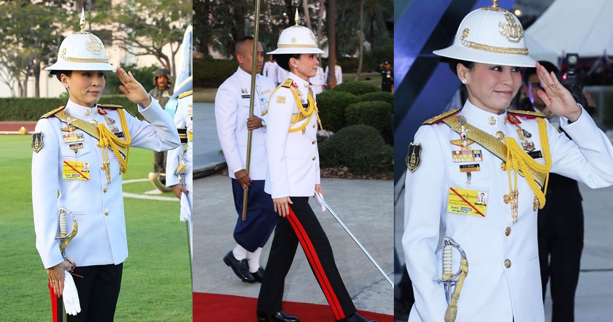 งดงามสง่า พระราชินีสุทิดาฯ ทรงพระมาลาตราราชวัลลภ ครั้งเสด็จฯทอดพระเนตร ราชวัลลภเริงระบำ