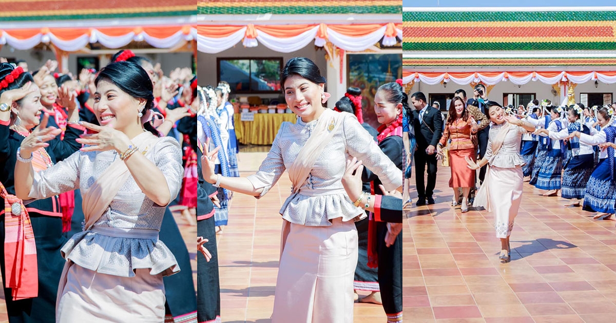 เจ้าฟ้าสิริวัณณวรีฯ ทรงร่วมฟ้อนรำกับชาวบ้าน ครั้งเสด็จสักการะพระธาตุเชิงชุม