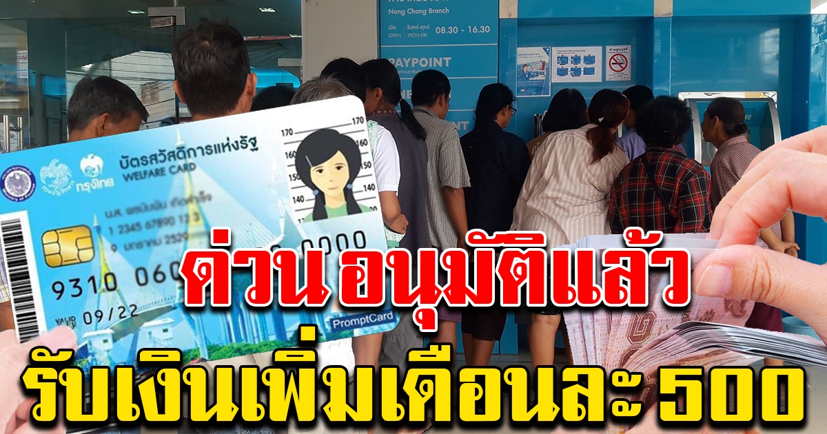 อนุมัติแล้ว บัตรสวัสดิการแห่งรัฐ ปี 2564 ได้เพิ่มเดือนละ 500