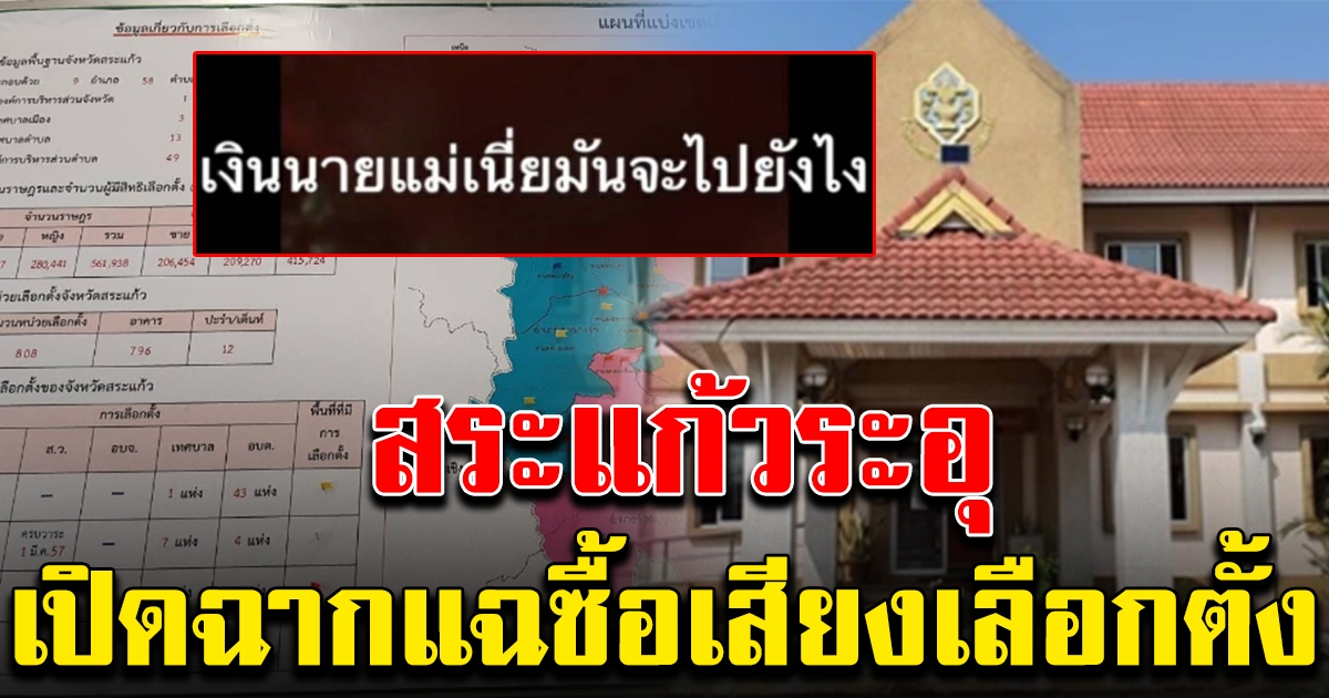 สระแก้วระอุ เปิดคลิป นายแม่ ซื้อเสียงเลือกตั้ง กกต.เร่งตรวจสอบ