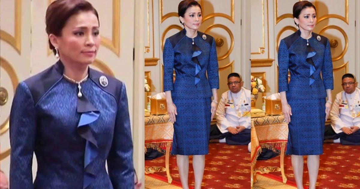 เผยที่มาฉลองพระองค์ พระราชินี งามสง่า ด้วยผ้าไหมมัดหมี่ลวดลายขอก่าย