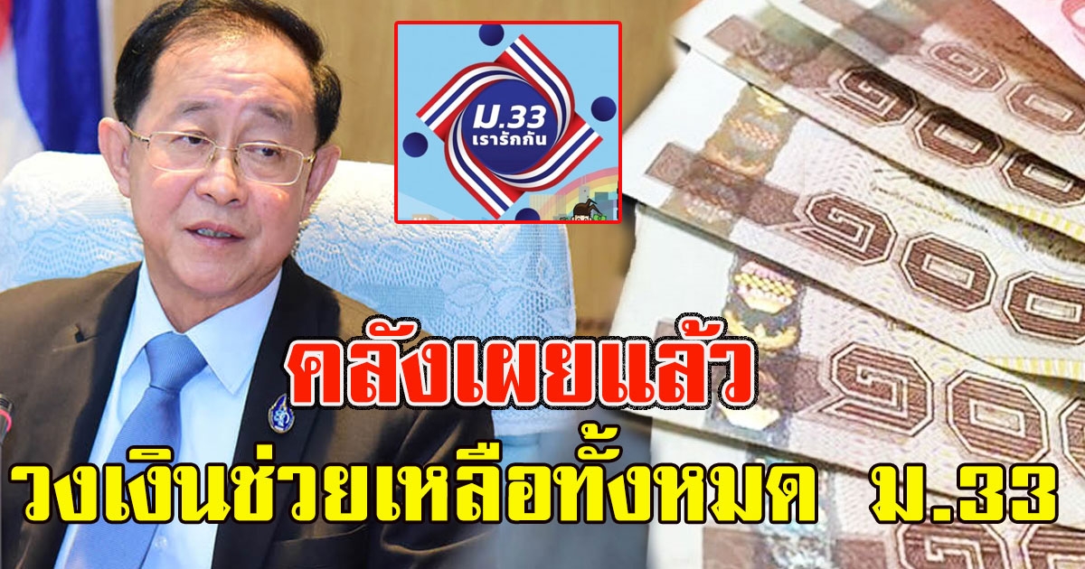 คลังเผยแล้ว วงเงินช่วยเหลือ ม.33 เรารักกัน