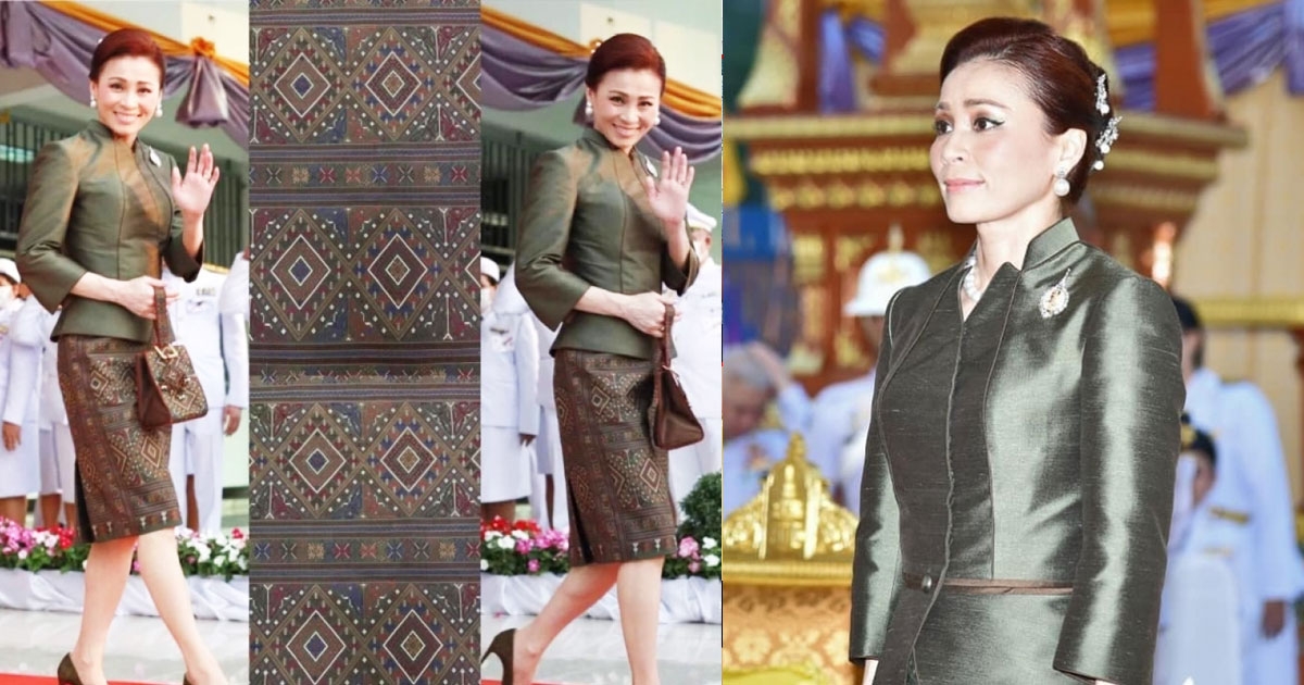 ที่มาฉลองพระองค์ พระราชินี งามสง่า พระภูษาผ้าไหมแพรวา